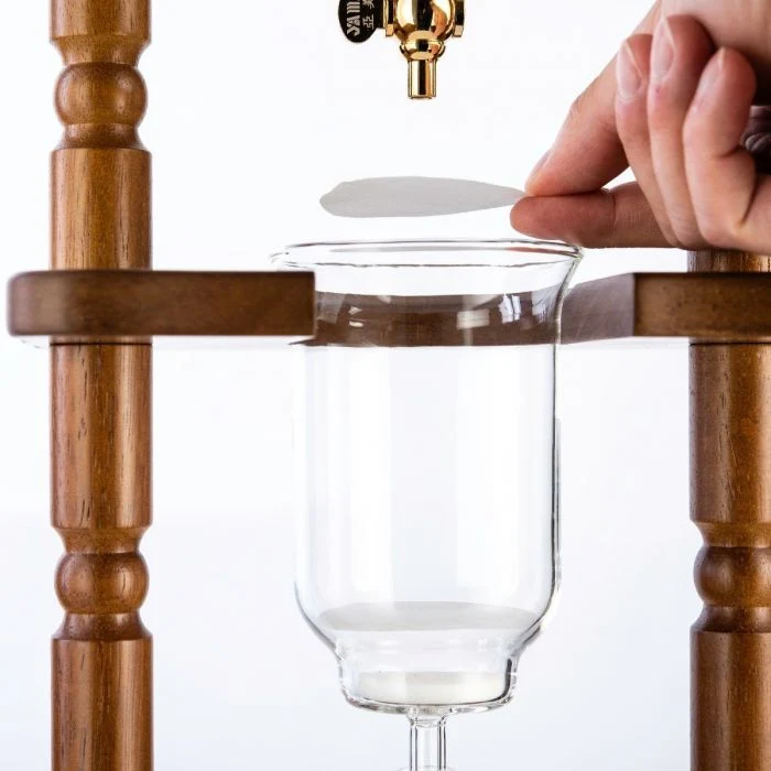 Yama Glass 6-8 Cup Cold Drip Maker Curved Brown Wood Frame Brewer - Image 2