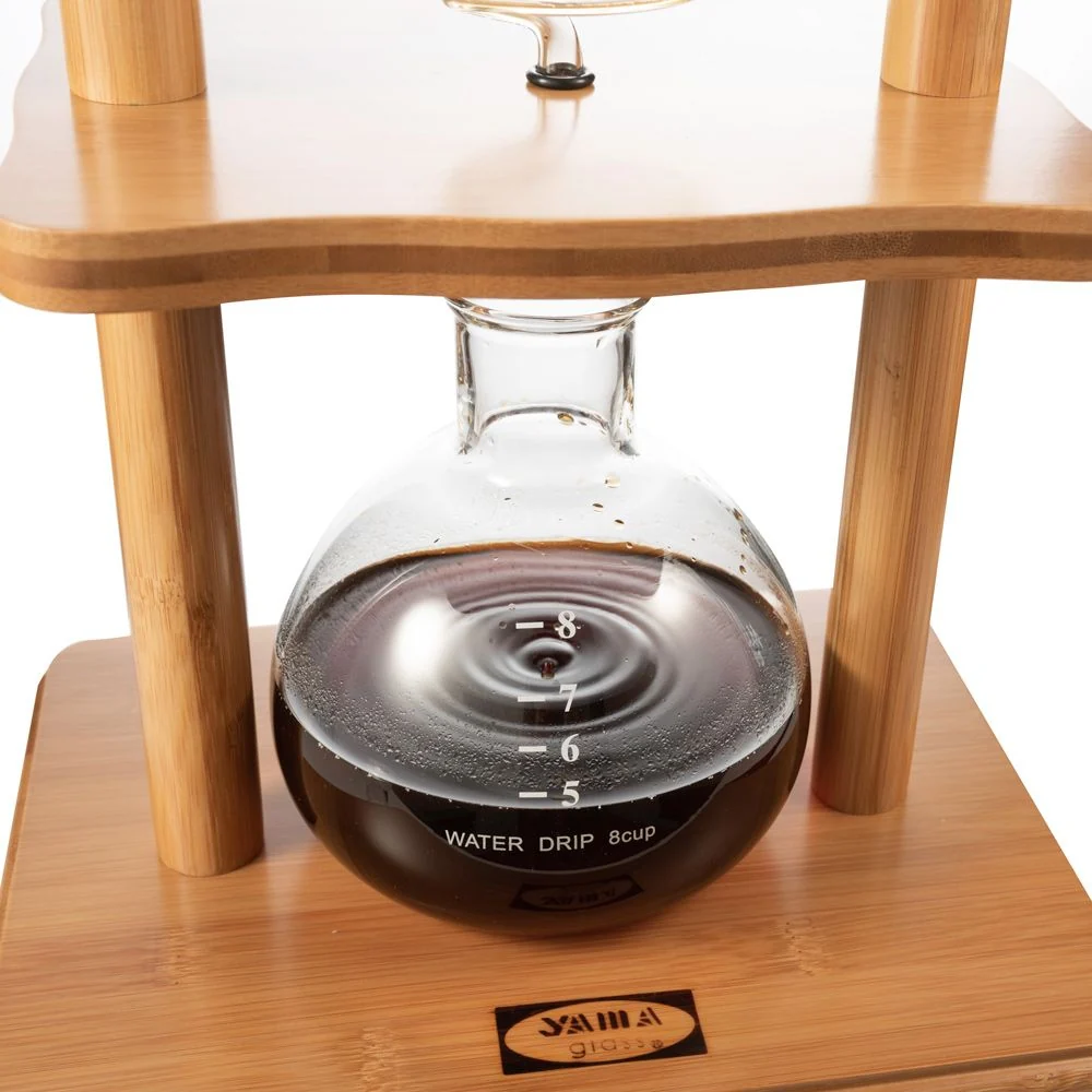 Yama Glass 6-8 Cup Cold Drip Maker Straight Bamboo Wood Frame Brewer - Image 4