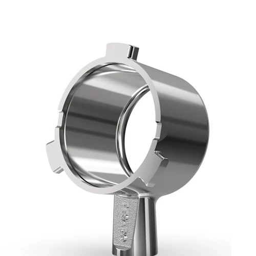 Pesado Stainless Steel Bottomless Hybrid Portafilter (Breville 54mm) - White / Black Coffee - Image 2